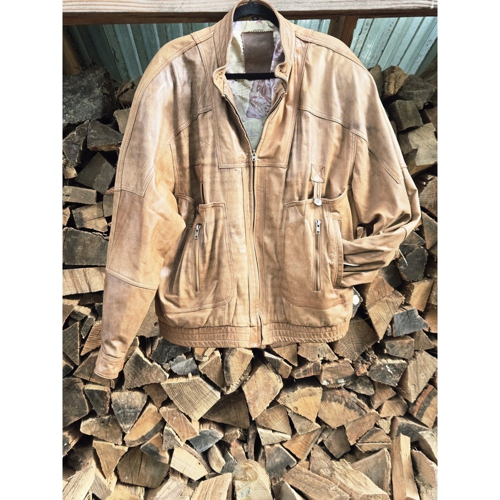 Vintage AVIATOR BOMBER GERMAN‎ Leather Jacket Distressed Echtes Leder Mens XL 54